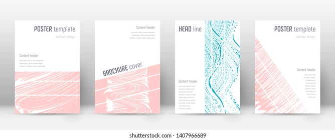 Cover page design template. Geometric brochure layout. Breathtaking trendy abstract cover page. Pink and blue grunge texture background. Alive poster.