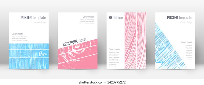 Cover page design template. Geometric brochure layout. Bold trendy abstract cover page. Pink and blue grunge texture background. Eminent poster.