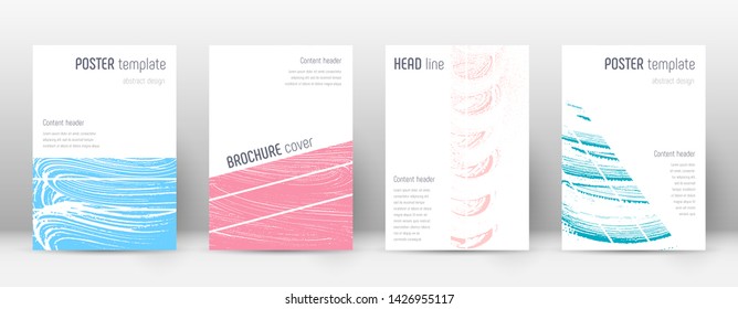 Cover page design template. Geometric brochure layout. Breathtaking trendy abstract cover page. Pink and blue grunge texture background. Astonishing poster.