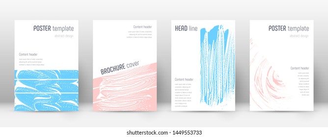 Cover page design template. Geometric brochure layout. Bold trendy abstract cover page. Pink and blue grunge texture background. Sublime poster.