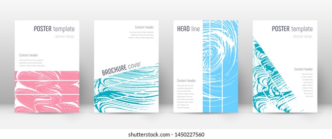 Cover page design template. Geometric brochure layout. Bold trendy abstract cover page. Pink and blue grunge texture background. Elegant poster.