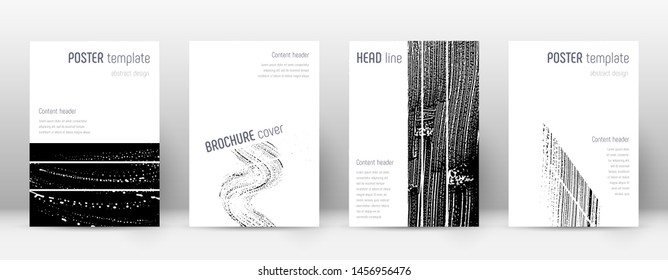 Cover page design template. Geometric brochure layout. Bizarre trendy abstract cover page. Black and white grunge texture background. Grand poster.