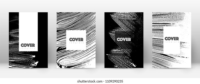 Cover page design template. Hipster brochure layout. Breathtaking trendy abstract cover page. Black and white grunge texture background. Overwhelming poster.