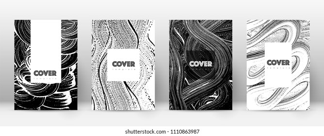 Cover page design template. Hipster brochure layout. Breathtaking trendy abstract cover page. Black and white grunge texture background. Nice poster.