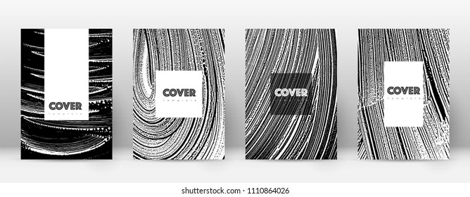 Cover page design template. Hipster brochure layout. Breathtaking trendy abstract cover page. Black and white grunge texture background. Great poster.
