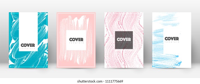 Cover page design template. Hipster brochure layout. Brilliant trendy abstract cover page. Pink and blue grunge texture background. Curious poster.