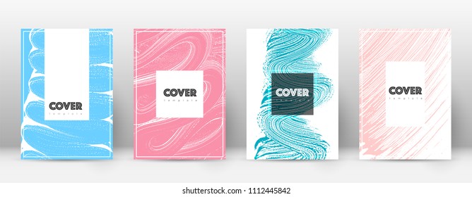 Cover page design template. Hipster brochure layout. Captivating trendy abstract cover page. Pink and blue grunge texture background. Brilliant poster.