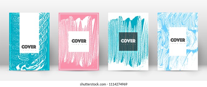 Cover page design template. Hipster brochure layout. Brilliant trendy abstract cover page. Pink and blue grunge texture background. Fine poster.