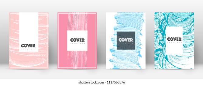 Cover page design template. Hipster brochure layout. Breathtaking trendy abstract cover page. Pink and blue grunge texture background. Splendid poster.