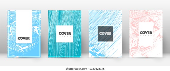 Cover page design template. Hipster brochure layout. Brilliant trendy abstract cover page. Pink and blue grunge texture background. Emotional poster.