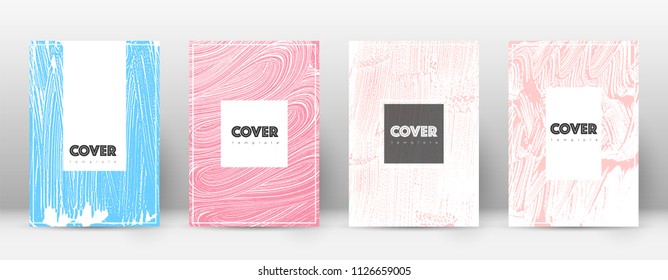 Cover page design template. Hipster brochure layout. Captivating trendy abstract cover page. Pink and blue grunge texture background. Adorable poster.