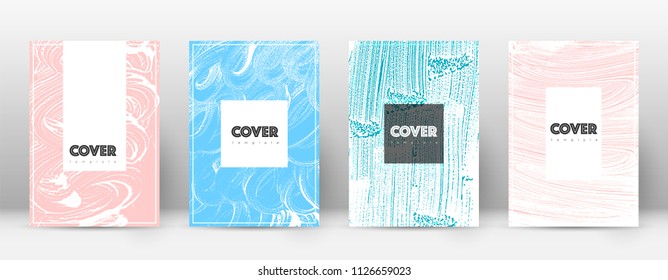 Cover page design template. Hipster brochure layout. Brilliant trendy abstract cover page. Pink and blue grunge texture background. Majestic poster.