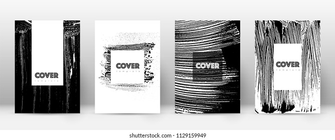 Cover page design template. Hipster brochure layout. Breathtaking trendy abstract cover page. Black and white grunge texture background. Flawless poster.