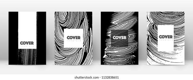 Cover page design template. Hipster brochure layout. Breathtaking trendy abstract cover page. Black and white grunge texture background. Pleasant poster.