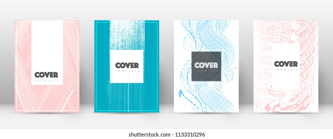 Cover page design template. Hipster brochure layout. Brilliant trendy abstract cover page. Pink and blue grunge texture background. Outstanding poster.