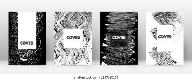 Cover page design template. Hipster brochure layout. Breathtaking trendy abstract cover page. Black and white grunge texture background. Immaculate poster.