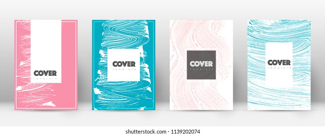 Cover page design template. Hipster brochure layout. Brilliant trendy abstract cover page. Pink and blue grunge texture background. Good-looking poster.