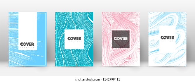 Cover page design template. Hipster brochure layout. Captivating trendy abstract cover page. Pink and blue grunge texture background. Classy poster.