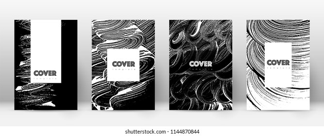 Cover page design template. Hipster brochure layout. Breathtaking trendy abstract cover page. Black and white grunge texture background. Quaint poster.