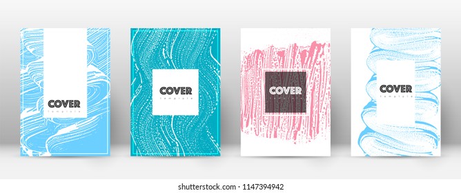 Cover page design template. Hipster brochure layout. Captivating trendy abstract cover page. Pink and blue grunge texture background. Admirable poster.