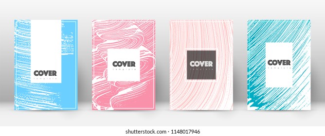 Cover page design template. Hipster brochure layout. Breathtaking trendy abstract cover page. Pink and blue grunge texture background. Shapely poster.