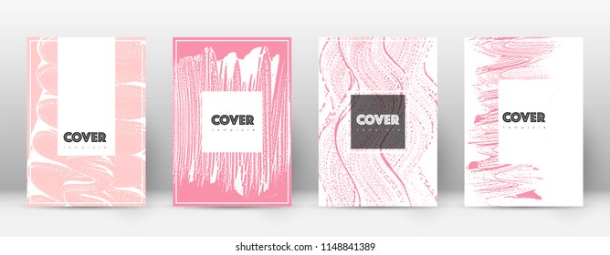 Cover page design template. Hipster brochure layout. Captivating trendy abstract cover page. Pink and blue grunge texture background. Beauteous poster.