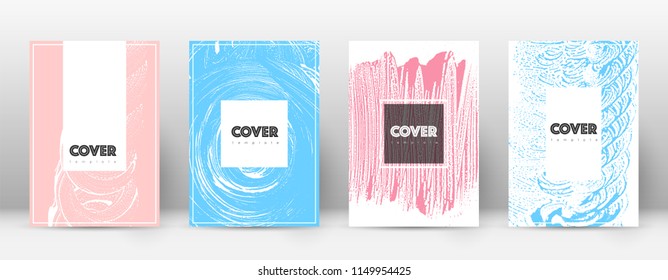 Cover page design template. Hipster brochure layout. Brilliant trendy abstract cover page. Pink and blue grunge texture background. Alluring poster.