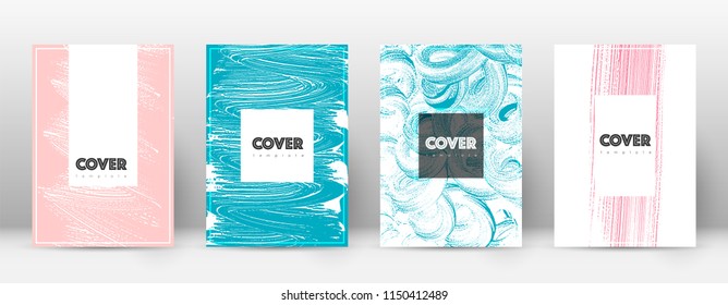 Cover page design template. Hipster brochure layout. Brilliant trendy abstract cover page. Pink and blue grunge texture background. Lovely poster.