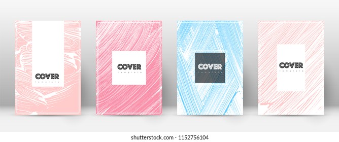 Cover page design template. Hipster brochure layout. Brilliant trendy abstract cover page. Pink and blue grunge texture background. Wondrous poster.