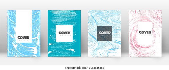 Cover page design template. Hipster brochure layout. Breathtaking trendy abstract cover page. Pink and blue grunge texture background. Unusual poster.