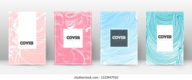 Cover page design template. Hipster brochure layout. Captivating trendy abstract cover page. Pink and blue grunge texture background. Decent poster.