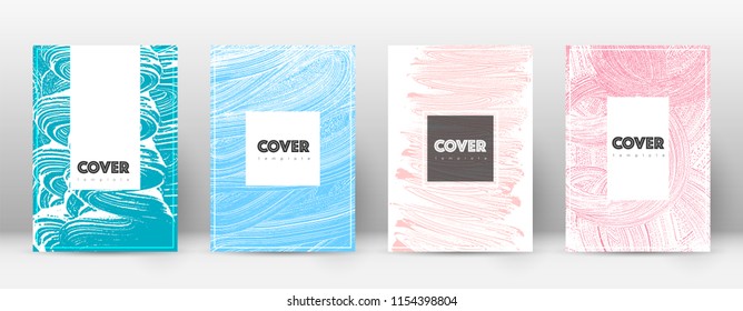 Cover page design template. Hipster brochure layout. Breathtaking trendy abstract cover page. Pink and blue grunge texture background. Superb poster.