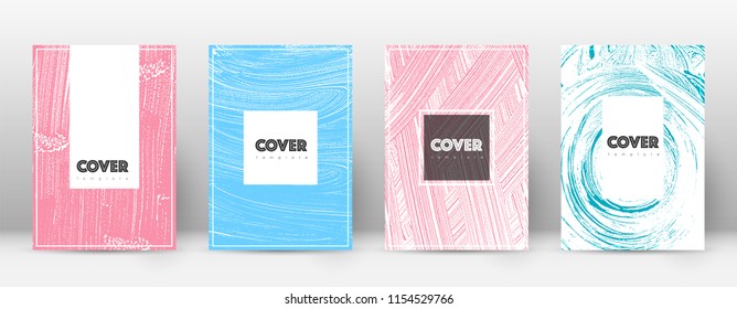 Cover page design template. Hipster brochure layout. Breathtaking trendy abstract cover page. Pink and blue grunge texture background. Wondrous poster.