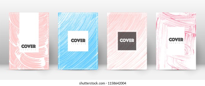 Cover page design template. Hipster brochure layout. Brilliant trendy abstract cover page. Pink and blue grunge texture background. Fancy poster.