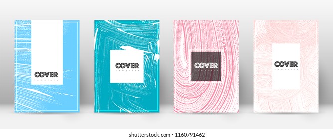 Cover page design template. Hipster brochure layout. Captivating trendy abstract cover page. Pink and blue grunge texture background. Bold poster.