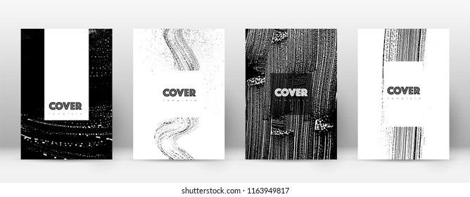 Cover page design template. Hipster brochure layout. Breathtaking trendy abstract cover page. Black and white grunge texture background. Good-looking poster.