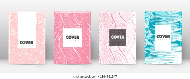 Cover page design template. Hipster brochure layout. Breathtaking trendy abstract cover page. Pink and blue grunge texture background. Stylish poster.