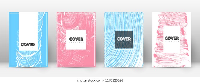 Cover page design template. Hipster brochure layout. Brilliant trendy abstract cover page. Pink and blue grunge texture background. Adorable poster.