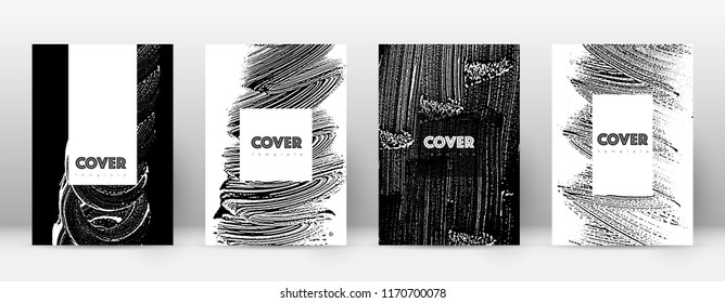 Cover page design template. Hipster brochure layout. Breathtaking trendy abstract cover page. Black and white grunge texture background. Magnificent poster.