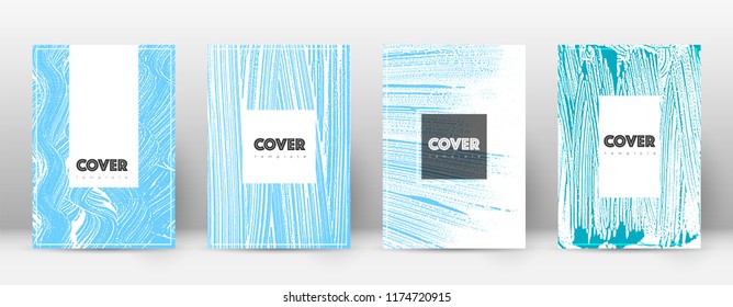 Cover page design template. Hipster brochure layout. Captivating trendy abstract cover page. Pink and blue grunge texture background. Delicate poster.