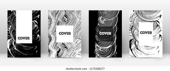 Cover page design template. Hipster brochure layout. Breathtaking trendy abstract cover page. Black and white grunge texture background. Incredible poster.