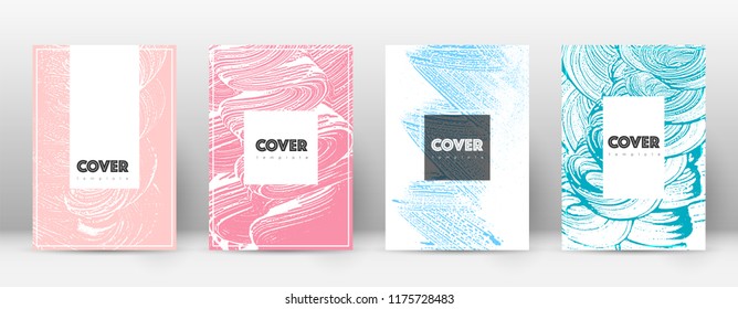 Cover page design template. Hipster brochure layout. Brilliant trendy abstract cover page. Pink and blue grunge texture background. Stunning poster.