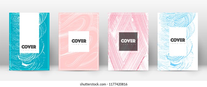 Cover page design template. Hipster brochure layout. Brilliant trendy abstract cover page. Pink and blue grunge texture background. Captivating poster.