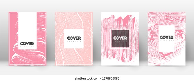 Cover page design template. Hipster brochure layout. Breathtaking trendy abstract cover page. Pink and blue grunge texture background. Vibrant poster.