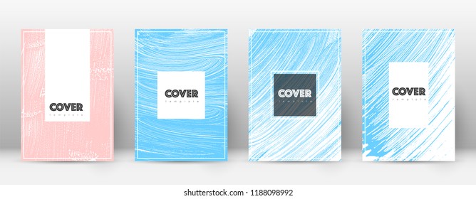 Cover page design template. Hipster brochure layout. Brilliant trendy abstract cover page. Pink and blue grunge texture background. Vibrant poster.