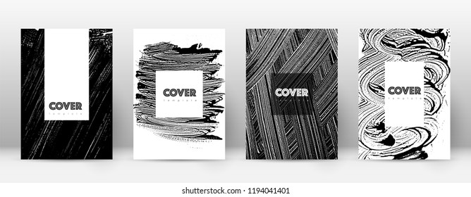 Cover page design template. Hipster brochure layout. Breathtaking trendy abstract cover page. Black and white grunge texture background. Precious poster.