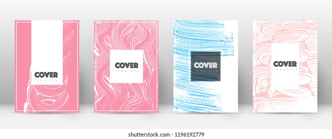 Cover page design template. Hipster brochure layout. Captivating trendy abstract cover page. Pink and blue grunge texture background. Astonishing poster.