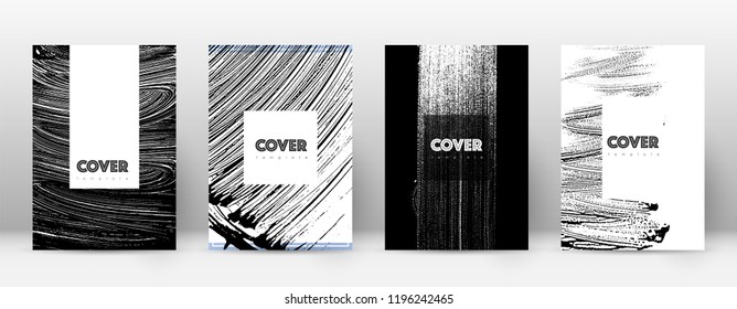 Cover page design template. Hipster brochure layout. Breathtaking trendy abstract cover page. Black and white grunge texture background. Ravishing poster.