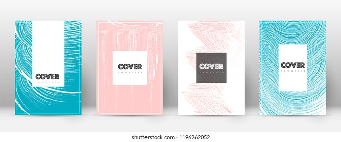 Cover page design template. Hipster brochure layout. Captivating trendy abstract cover page. Pink and blue grunge texture background. Dazzling poster.