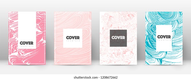 Cover page design template. Hipster brochure layout. Brilliant trendy abstract cover page. Pink and blue grunge texture background. Wonderful poster.